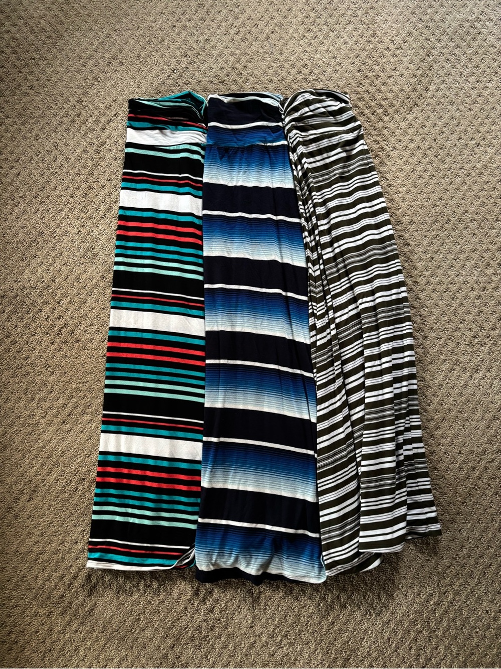 Merona Bundle of 3 Women’s Striped Maxi Skirts